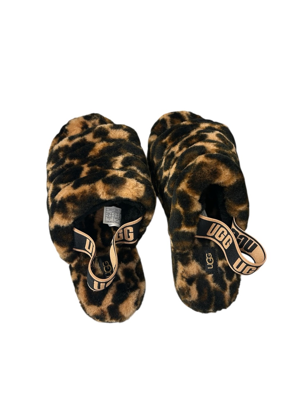 UGG Leopard Print Fluffy Slingback Slippers Women’s Size 8 - Picture 2 of 6